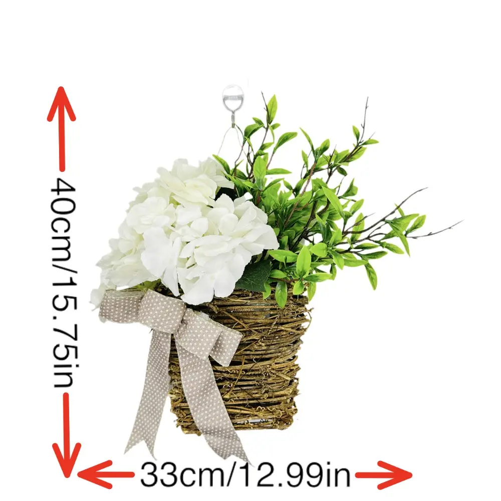 New Artificial Hydrangea Door Hanger Multicolor Handmade Artificial Garland Fake Flower Door Hanging Basket Front Door Decor