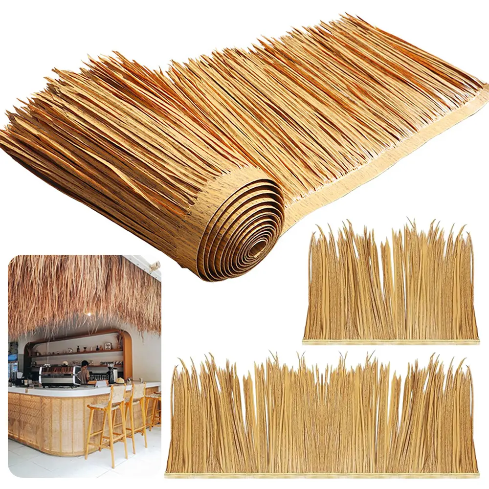 Plastic Thatch Tiles​​ Artificial Thatch Roofing​​ DIY Roof UV-Resistant ​​Thatch Roof Panels​​ ​Easy Install ​​Tropical