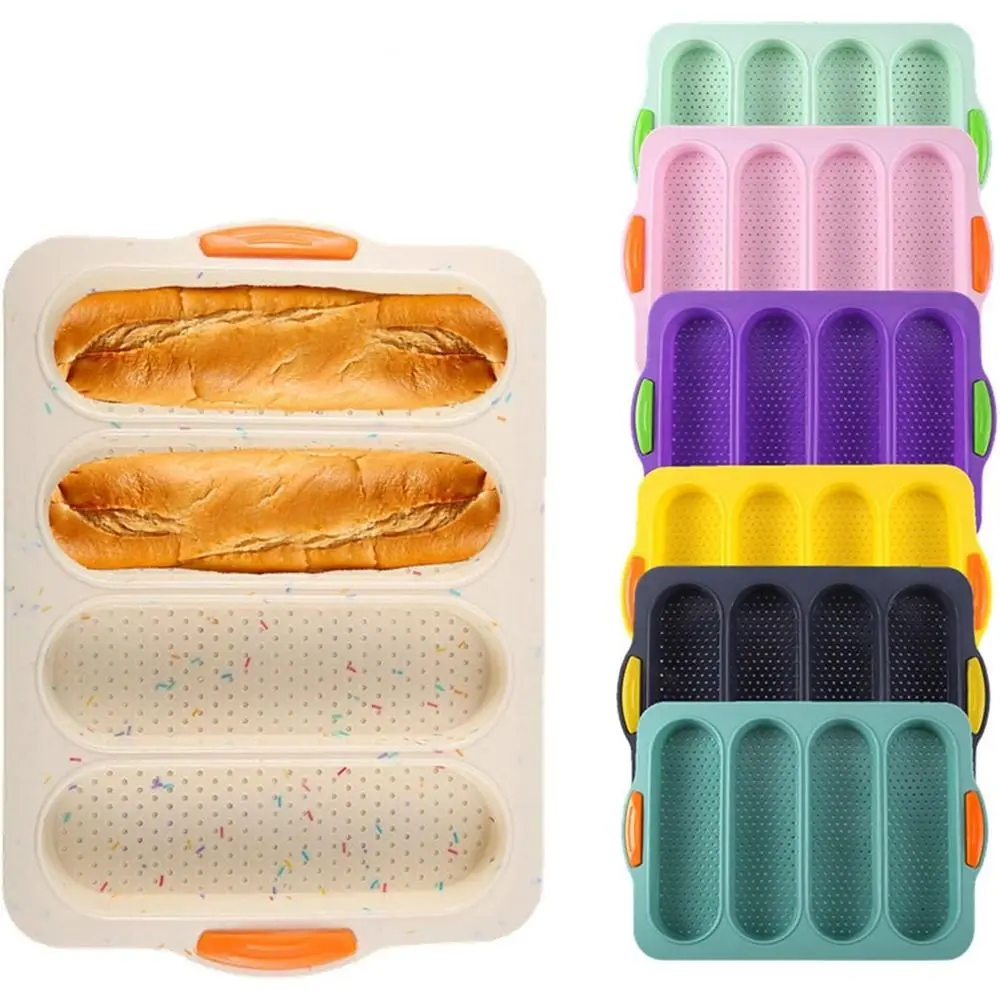 New Silicone French Bread Mould Non Stick Sandwich French Baking Baking Oven Toaster Pan 4 Tray Loaf Pan for Baking Sheet Pans