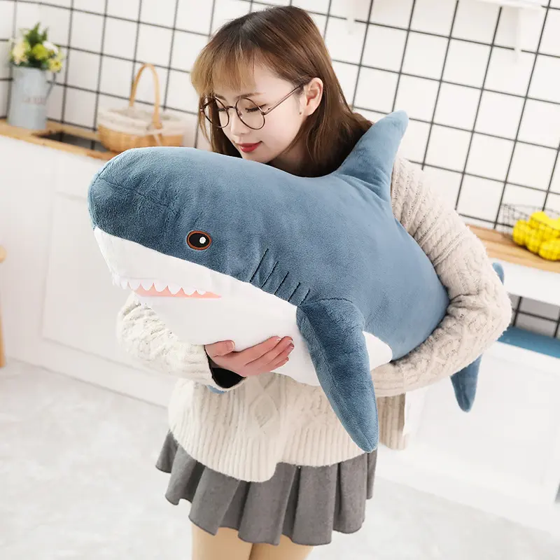80cm Soft Simulation Cute Shark Plush Toys Kawaii Stuffed Kids Children Boys Girls Lovely Animal Pillow for Birthday Gifts