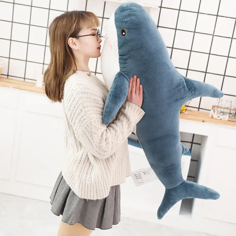 80cm Soft Simulation Cute Shark Plush Toys Kawaii Stuffed Kids Children Boys Girls Lovely Animal Pillow for Birthday Gifts