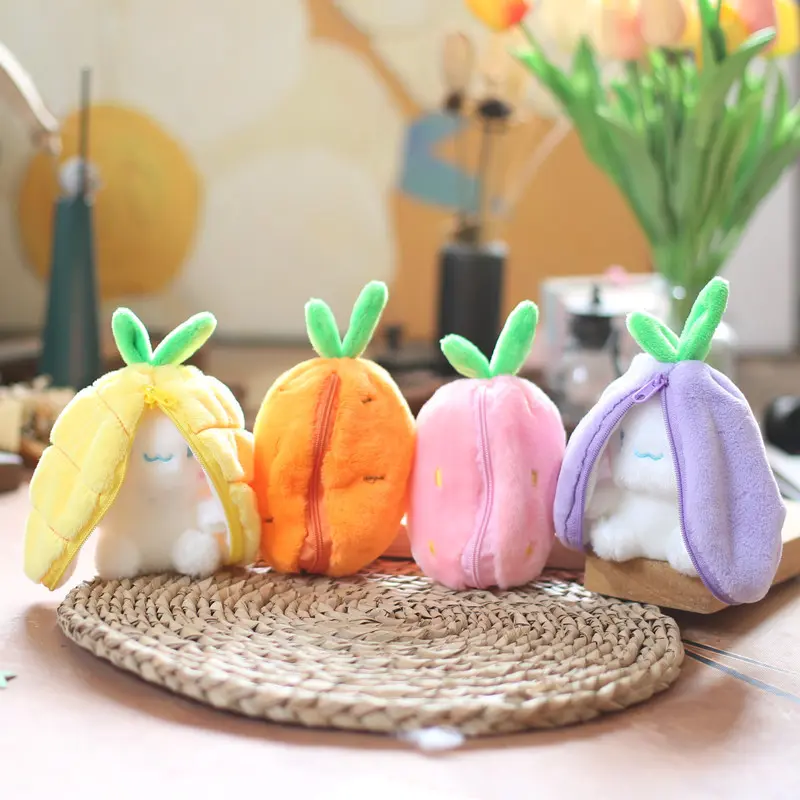 Funny Joy Kawaii Fruit Bunny Plush Toy Cute Carrot Strawberry Turn Funny Joy Rabbit Plush Toy Kids Birthday Christmas Gift