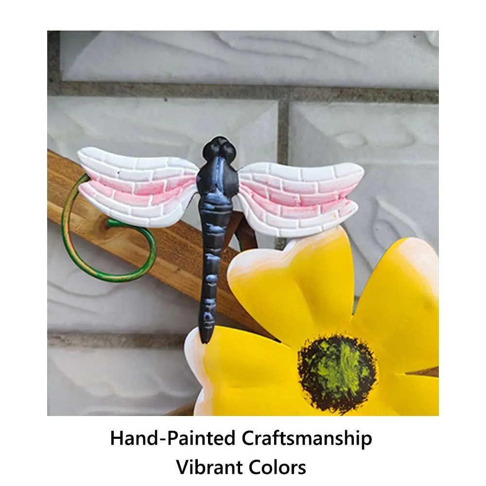 Balcony Hand-Painted Metal Flower Vase Rustic Outdoor Wall Sculpture Home American Style Wall Hanging for Garden Fence Patio