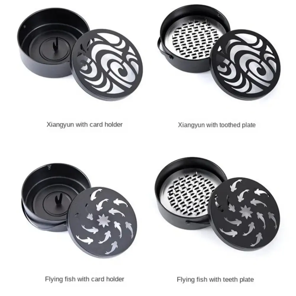 Metal Mosquito Coil Holder Hanging with Lid Mosquito Repellent Box Fireproof Hollow Out Mosquito Coil Box Sandalwood Plate