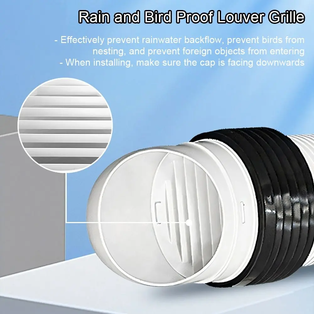 1Pcs Through Wall ABS Pipe Grid Connectable 75/110/160 Type Air Exhaust Outlet Integrated Anti-backflow Ventilation Cap