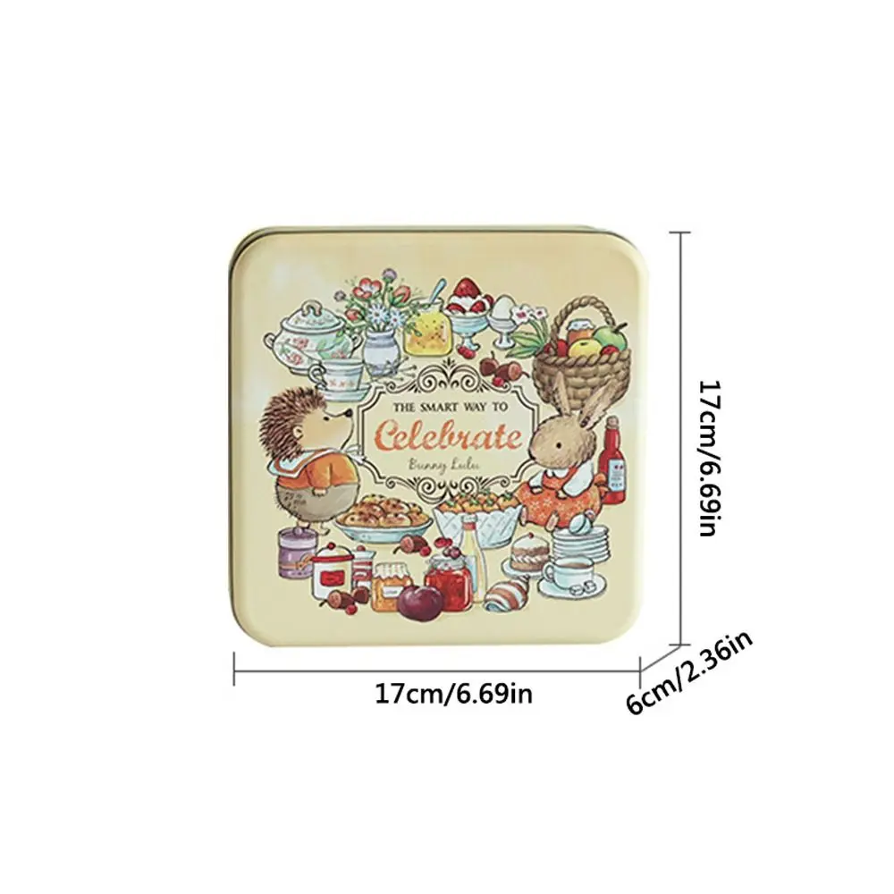 High Quality Cartoon Rabbit Iron Box Square Multicolor Metal Storage Box 17*17*6cm with Lid Gift Box Money Contain