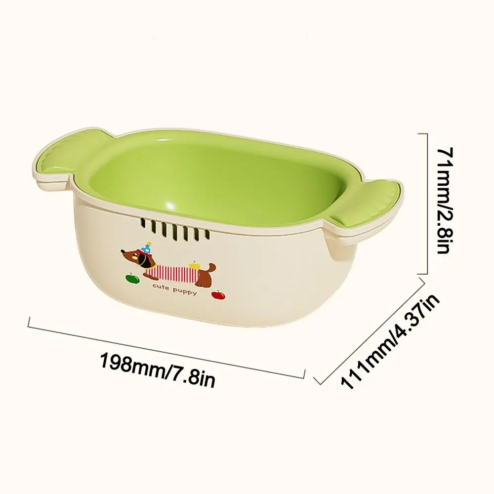 Dopamine Double Layer Drain Basket Space-saving Stackable Fruit Storage Basket Cute Handle Large Capacity Kitchen Fruit Tray
