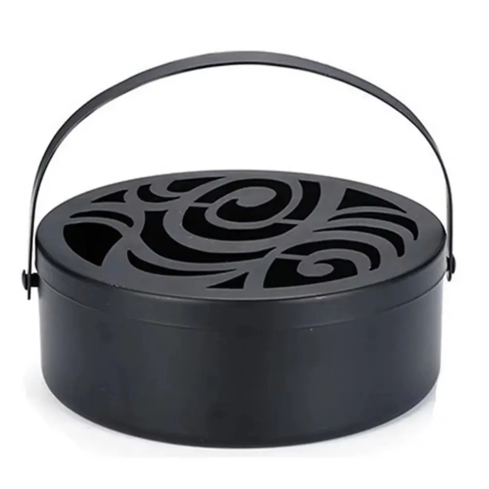 Metal Mosquito Coil Holder Hanging with Lid Mosquito Repellent Box Fireproof Hollow Out Mosquito Coil Box Sandalwood Plate