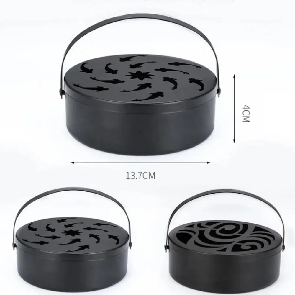Metal Mosquito Coil Holder Hanging with Lid Mosquito Repellent Box Fireproof Hollow Out Mosquito Coil Box Sandalwood Plate