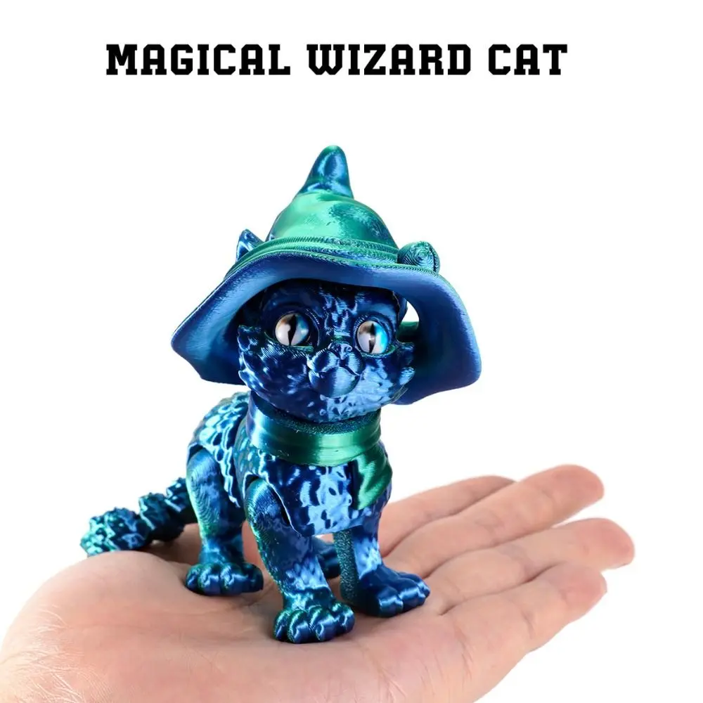 PLA Cat Ornament Figure 10cm Articulated Joints Magic Cat Model Movable Stress Relief 3D Printing Magic Cat