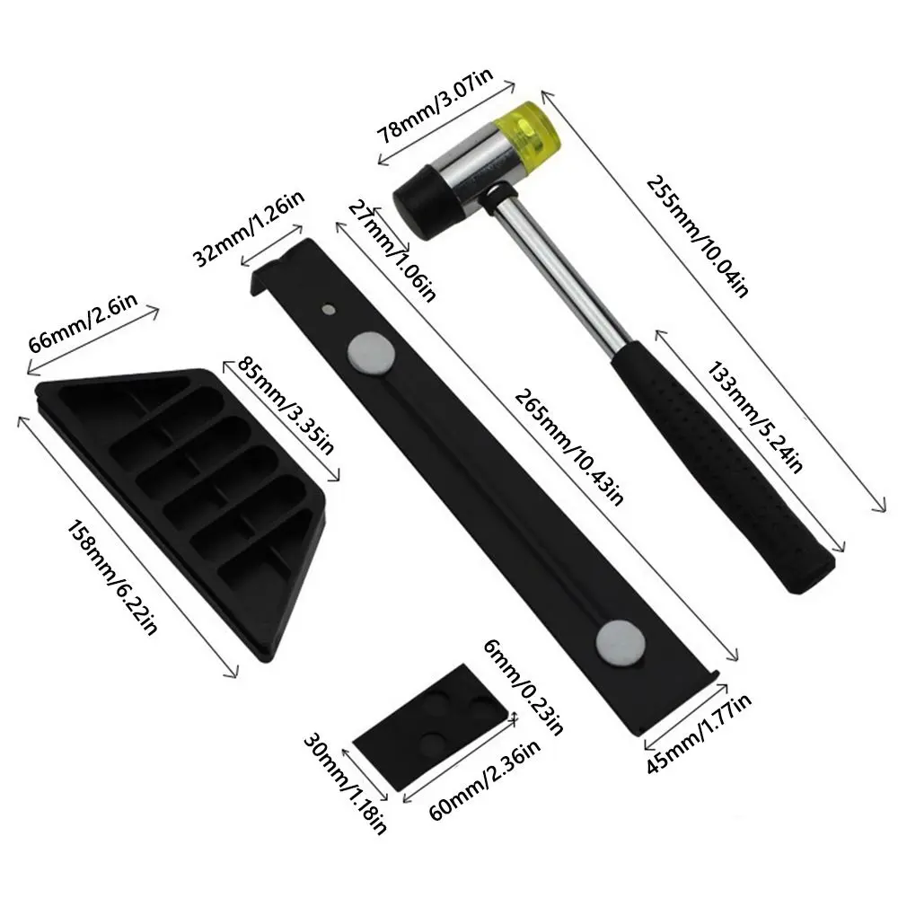 23PCS Black Orange Laminate Wood Flooring Installation Kit Wedge and Bar Rubber Hammer Wood Laminate Tool Double Headed Mallet