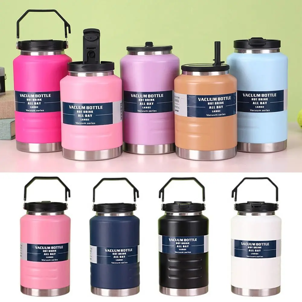Portable Insulated Water Bottle Thickened 2L Gym Bottles with Straw Stainless Steel Sports Water Bottles for Man Women