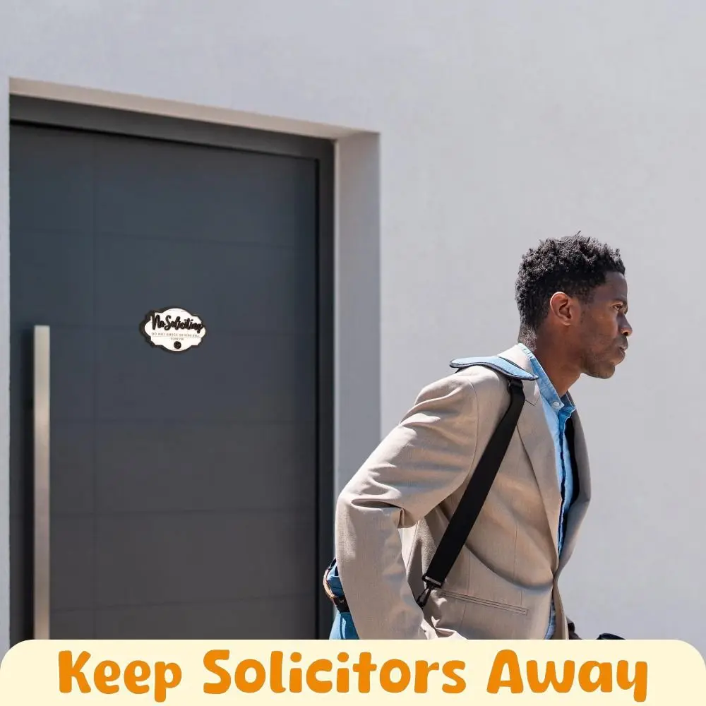 14CM No Soliciting Sign with Adhesive Pads Wooden House Door Sign Elegant Do Not Knock or Ring Bell Home Plaques Restaurants