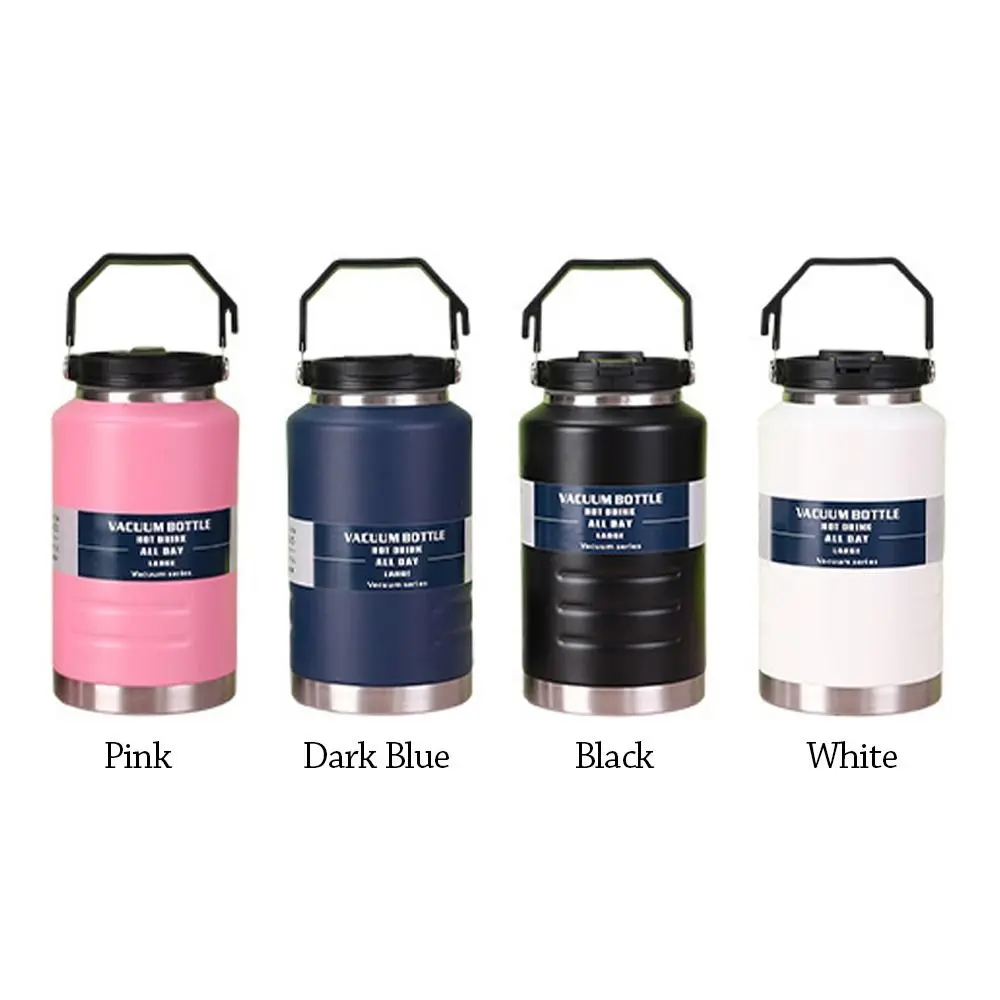 Portable Insulated Water Bottle Thickened 2L Gym Bottles with Straw Stainless Steel Sports Water Bottles for Man Women