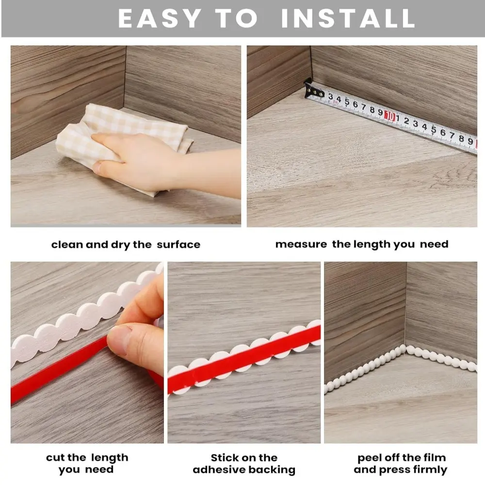 New 3 Meters Wall Molding Trim Paintable Self-Adhesive Wall Baseboard Flat Stickers PVC Stick for Walls TV Wall Edge