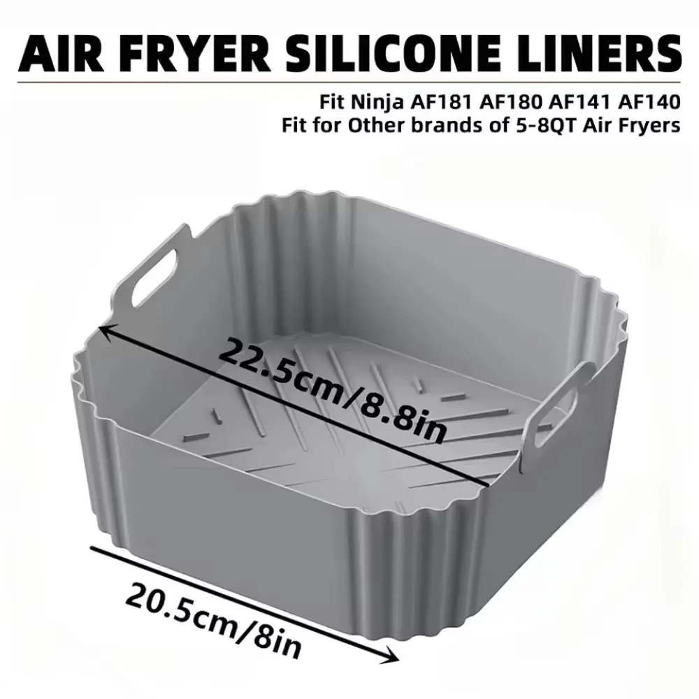 Silicone Air Fryer Baking Tray 5.5-6.2L Square Reusable Air Fryer Basket Heightened Silicone Air Fryer Liners Baking Utensils