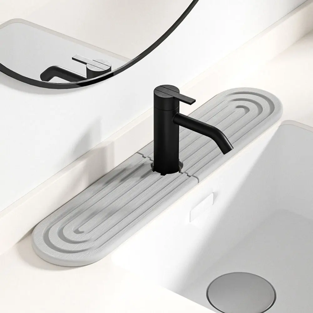 1Pairs Durable Diatomite Stone Faucet Mat Super Absorbent Non-Slip Sink Splash Guard Quick Dry Drainage Mat Bathroom