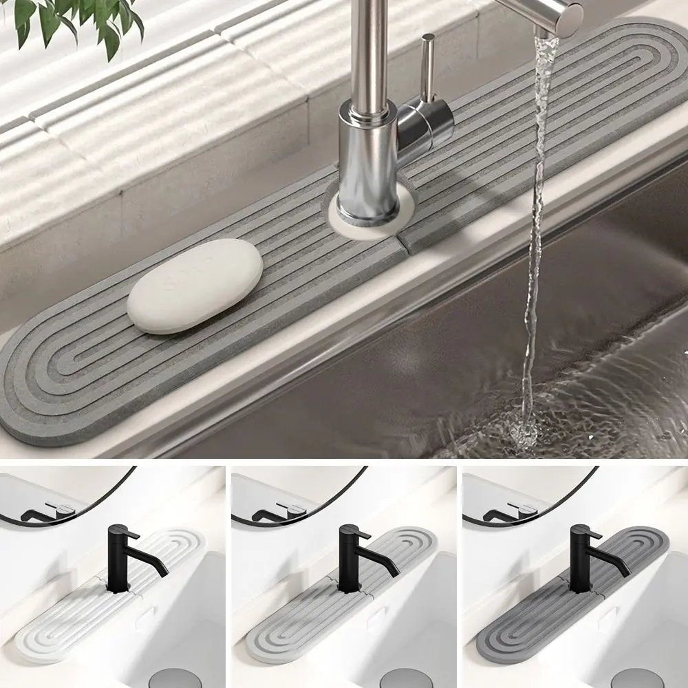 1Pairs Durable Diatomite Stone Faucet Mat Super Absorbent Non-Slip Sink Splash Guard Quick Dry Drainage Mat Bathroom