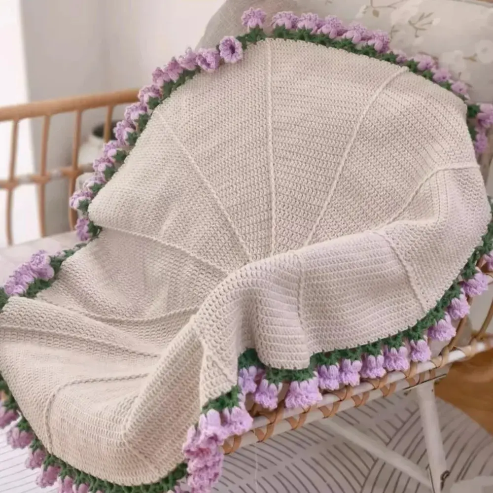 New 60cm Flower Bouquet Blanket Finished Product Crocheted Lily of The Valley Bouquet Blankets Nap Blanket Gifts