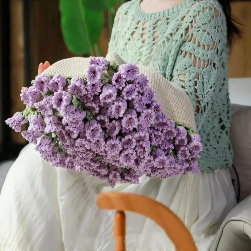 New 60cm Flower Bouquet Blanket Finished Product Crocheted Lily of The Valley Bouquet Blankets Nap Blanket Gifts