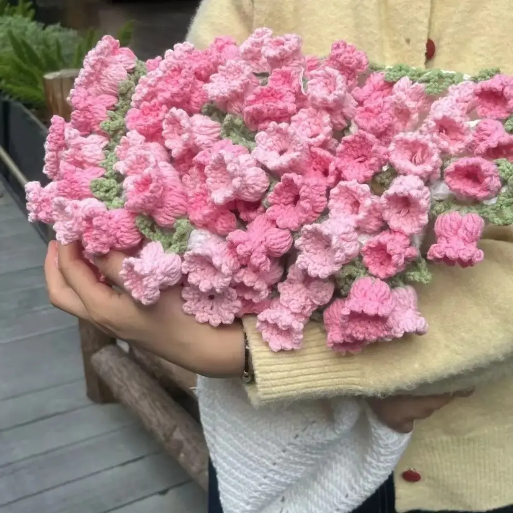 New 60cm Flower Bouquet Blanket Finished Product Crocheted Lily of The Valley Bouquet Blankets Nap Blanket Gifts