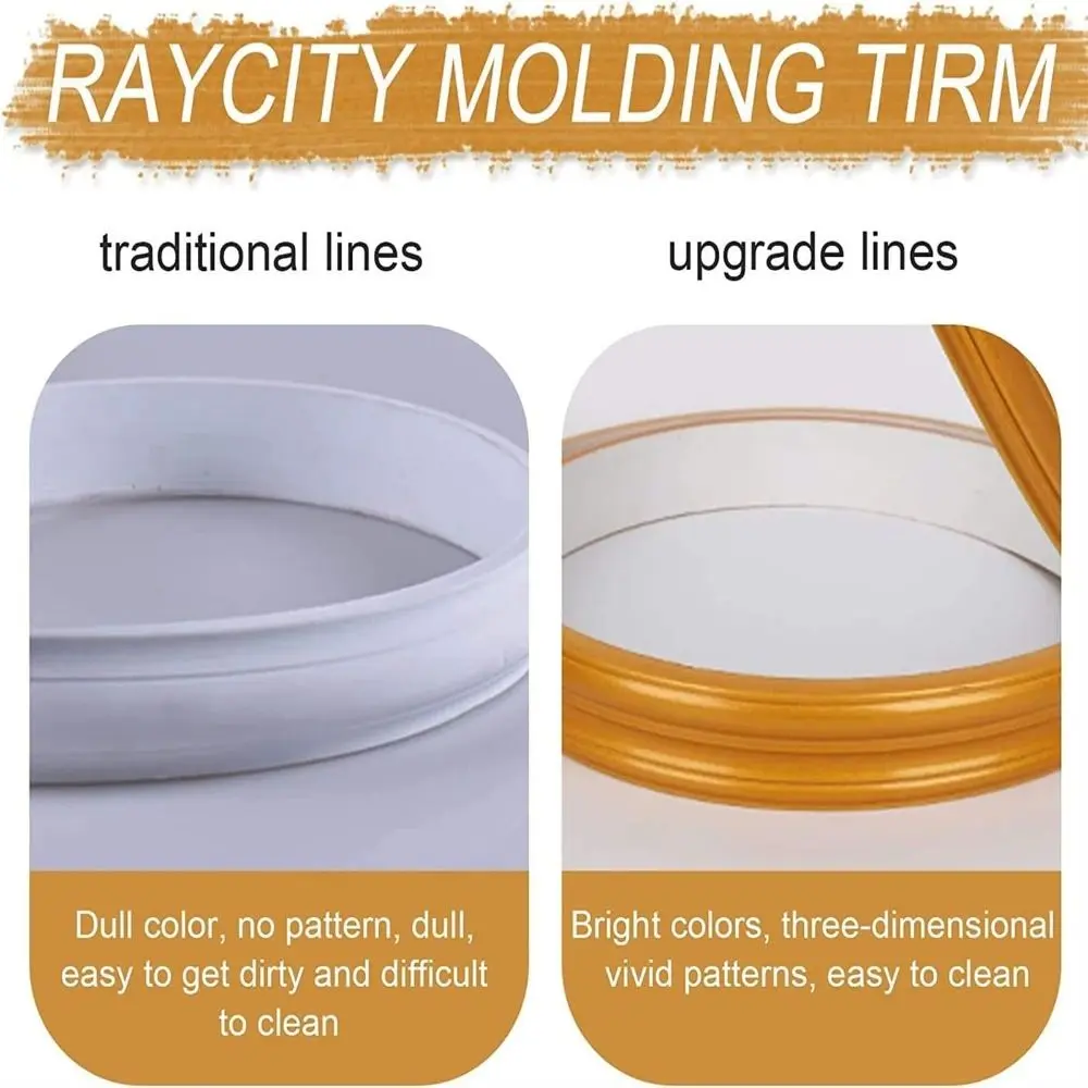 High Quality Self Adhesive Baseboard Trim Paintable Caulk-Compatible Molding Trim Strip Hardened 2m Wall Base TV Background
