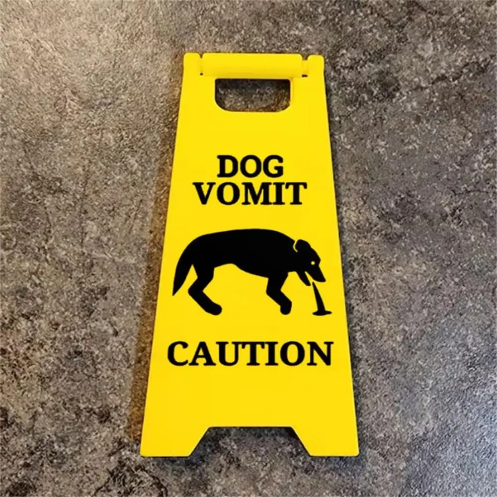 New Funny Cat Vomit Sign Bright Yellow Gift Warning Sign Dog Vomit Sign