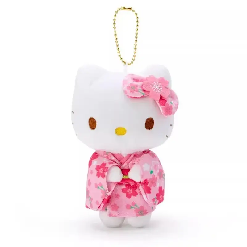 Sanrio Hello Kitty Stuff 10Cm Plush Keychain Kawaii Japanese Style Kimono Stuffed Toys Doll Backpack Pendant Hellokitty Peluches