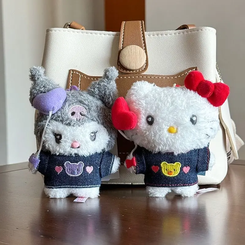Sanrio Usahana Plush Filled Denim Doll Keychain Cute Zipper Decoration Toy Children's Backpack Pendant Couple Pendant Gift