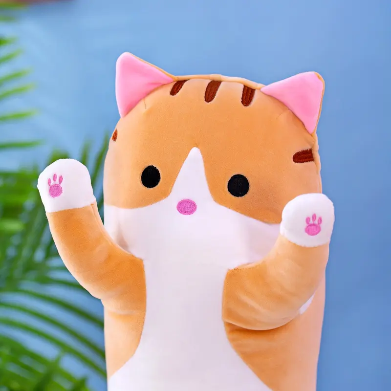 Big Animal Cat Plush Toys Cute Creative Long Soft Toys Office Lunch Break Nap Sleeping Pillow Cushion Stuffed Gift Doll for Kids