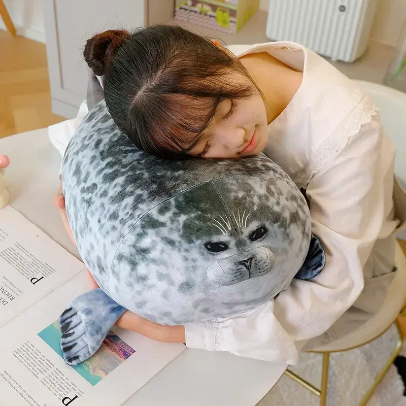 Kawaii Chubby Angry Blob Seal Pillow 3D Novelty Toy Simulation Sea Lion Plush Toy Stuffed Doll Birthday Gifts for Kids