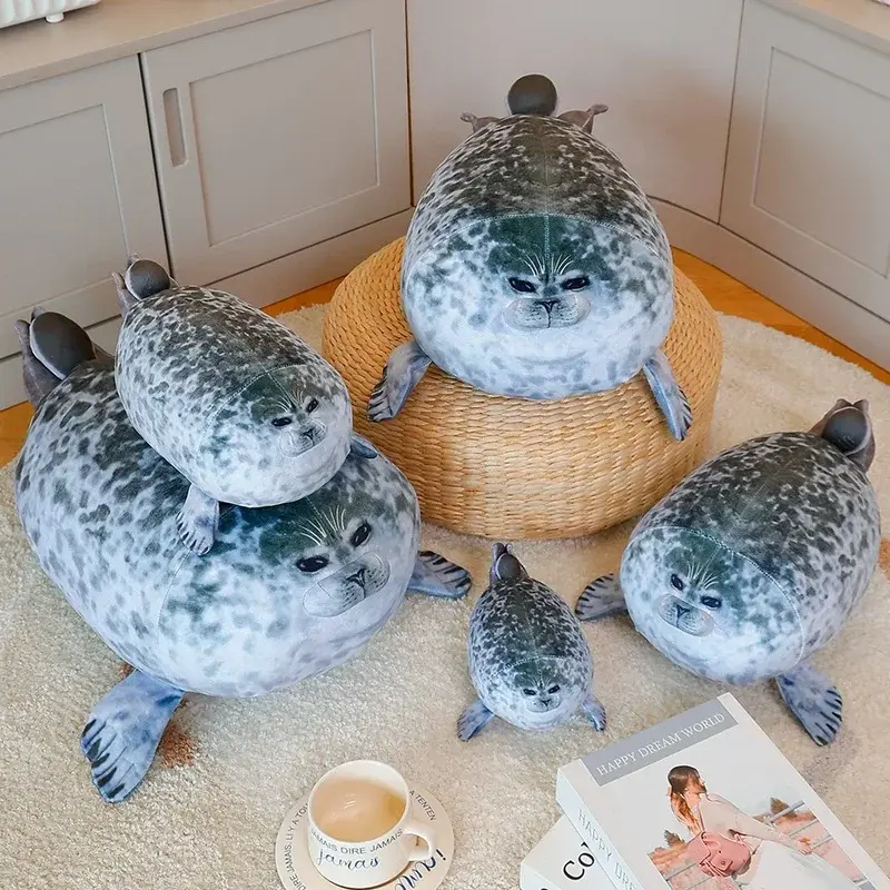 Kawaii Chubby Angry Blob Seal Pillow 3D Novelty Toy Simulation Sea Lion Plush Toy Stuffed Doll Birthday Gifts for Kids
