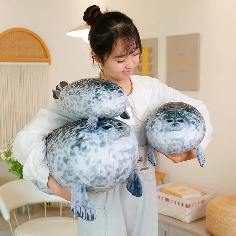 Kawaii Chubby Angry Blob Seal Pillow 3D Novelty Toy Simulation Sea Lion Plush Toy Stuffed Doll Birthday Gifts for Kids