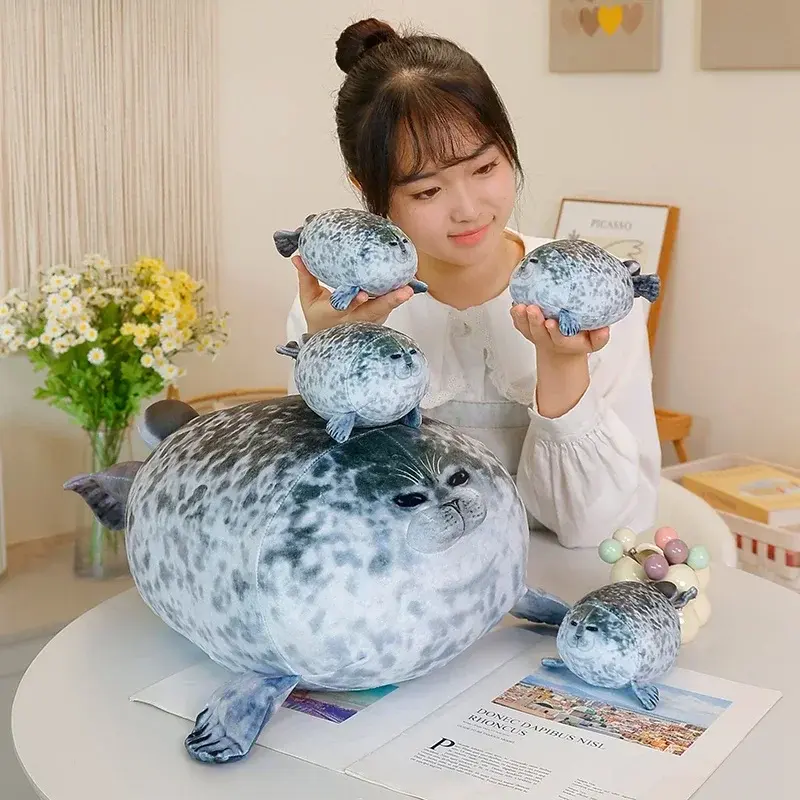 Kawaii Chubby Angry Blob Seal Pillow 3D Novelty Toy Simulation Sea Lion Plush Toy Stuffed Doll Birthday Gifts for Kids