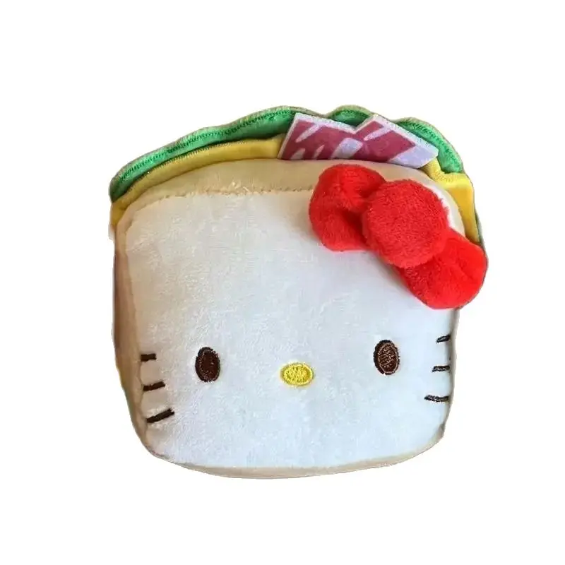 Hello Kitty plush keychain Kawaii creative toast hot dog Kt plush pendant plush toy zipper decoration gift Christmas.