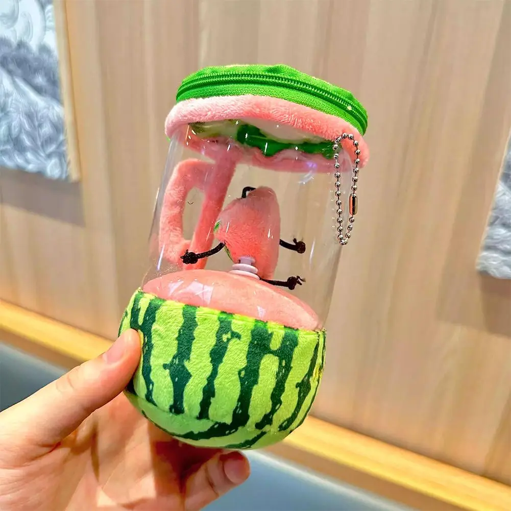 Orange Juicer Plush Toy Funny Drawstring Rotating Carrot Watermelon Banana Pull Cartoon Stuffed Doll Creative Kid Party Gift