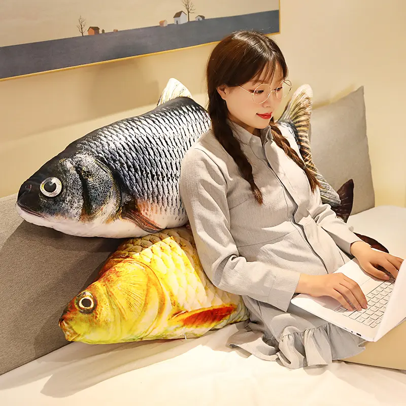 40/60cm 3D Simulation Fish Plush Toys Stuffed Soft Animal Crucian Carp Plush Pillow Creative Sofa Pillow Cushion Gift Kids Toy