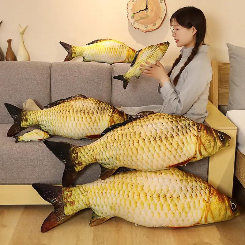 40/60cm 3D Simulation Fish Plush Toys Stuffed Soft Animal Crucian Carp Plush Pillow Creative Sofa Pillow Cushion Gift Kids Toy