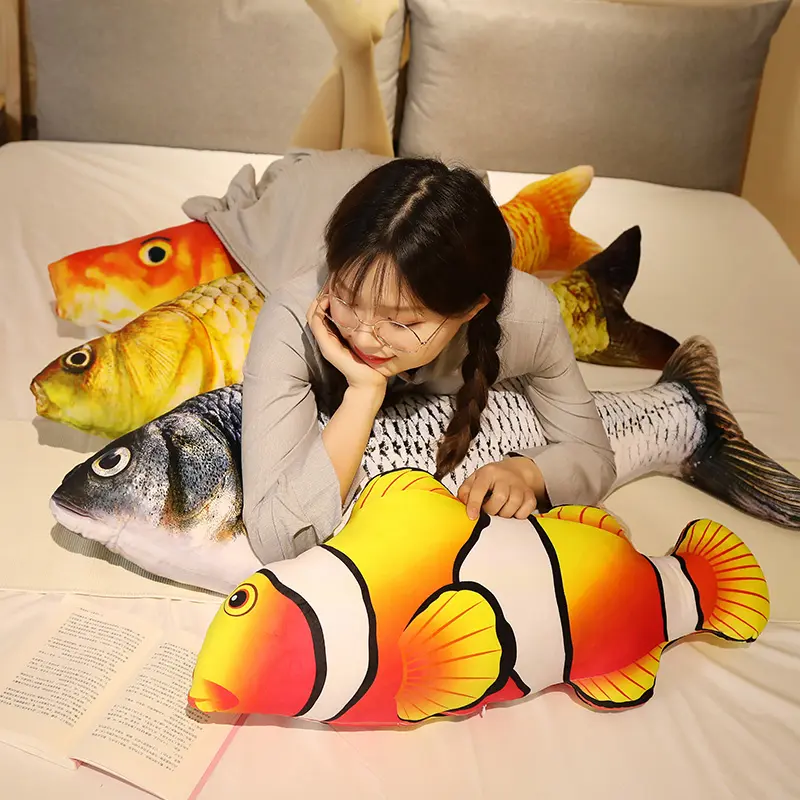 40/60cm 3D Simulation Fish Plush Toys Stuffed Soft Animal Crucian Carp Plush Pillow Creative Sofa Pillow Cushion Gift Kids Toy