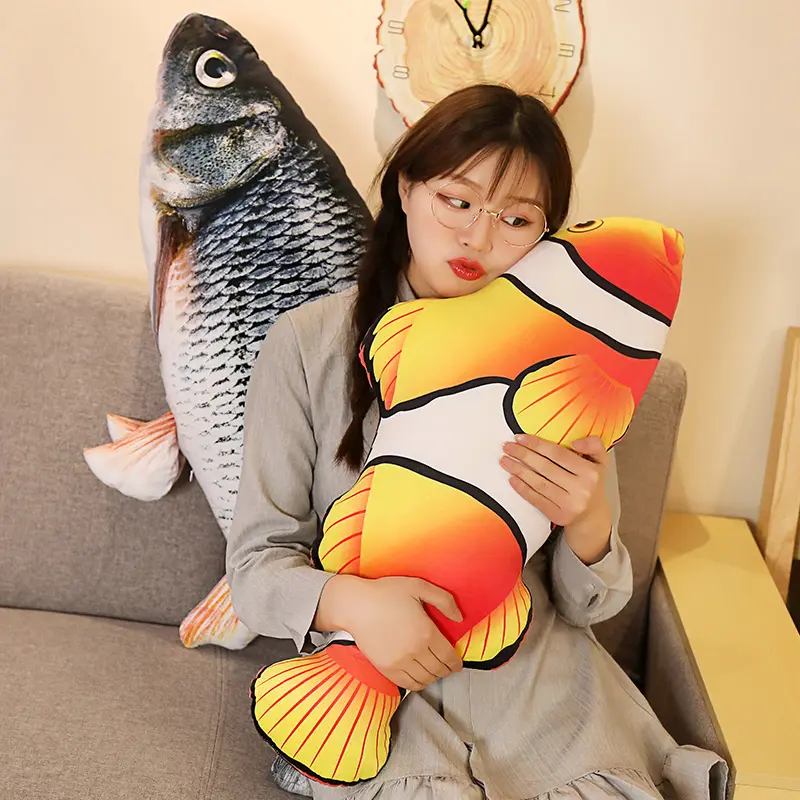 40/60cm 3D Simulation Fish Plush Toys Stuffed Soft Animal Crucian Carp Plush Pillow Creative Sofa Pillow Cushion Gift Kids Toy