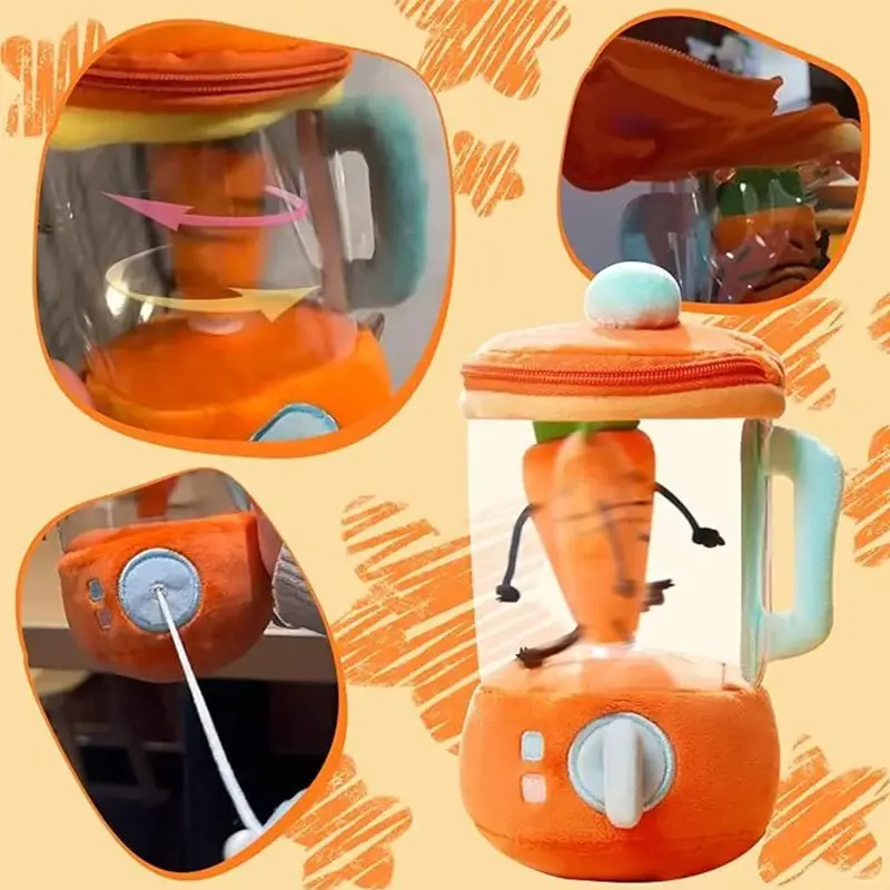 Rotating Carrot Plush Toy Cartoon Drawstring Rotating Dancing Carrot Flower Interactive Novelty Cute Vegetables Toy for Boy Girl