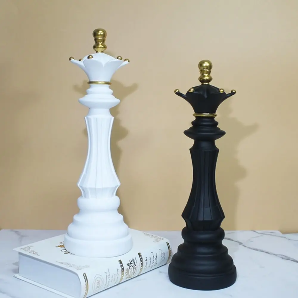 New Resin International Chess Ornaments Black White Collection Objects Chess Figurines King Height Chess Home Decor