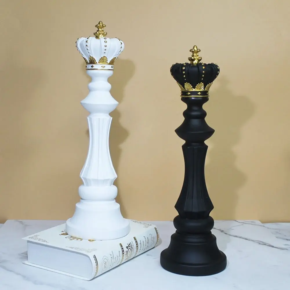 New Resin International Chess Ornaments Black White Collection Objects Chess Figurines King Height Chess Home Decor