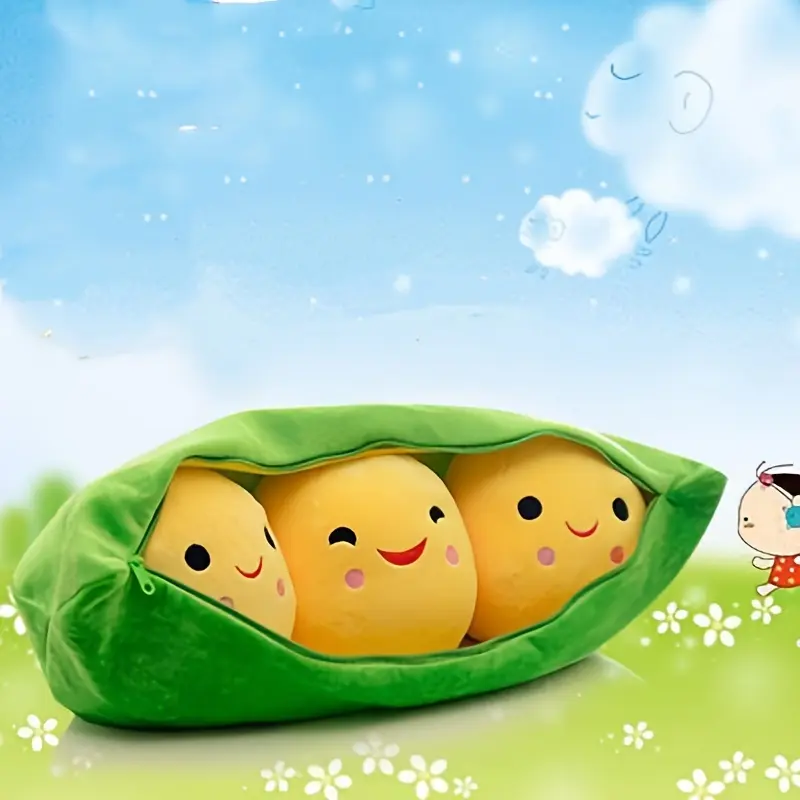 Cute Plush Peas Filled Plant Toy Creative Pea  Children Kawaii Doll Bean Baby Pillow Cushion  Girl Gift