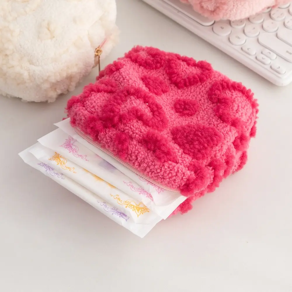 Portable Love Sanitary Pads Bag Large Capacity Multipurpose Coin Purse Cosmetic Bag