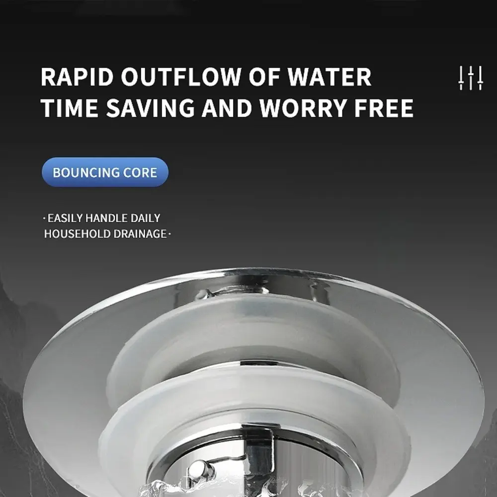 Stainless Steel Bathroom Sink Drain Strainer with Removable Filter Basket Anti-Odor Pop Up Sink Drain Filter Brass Core