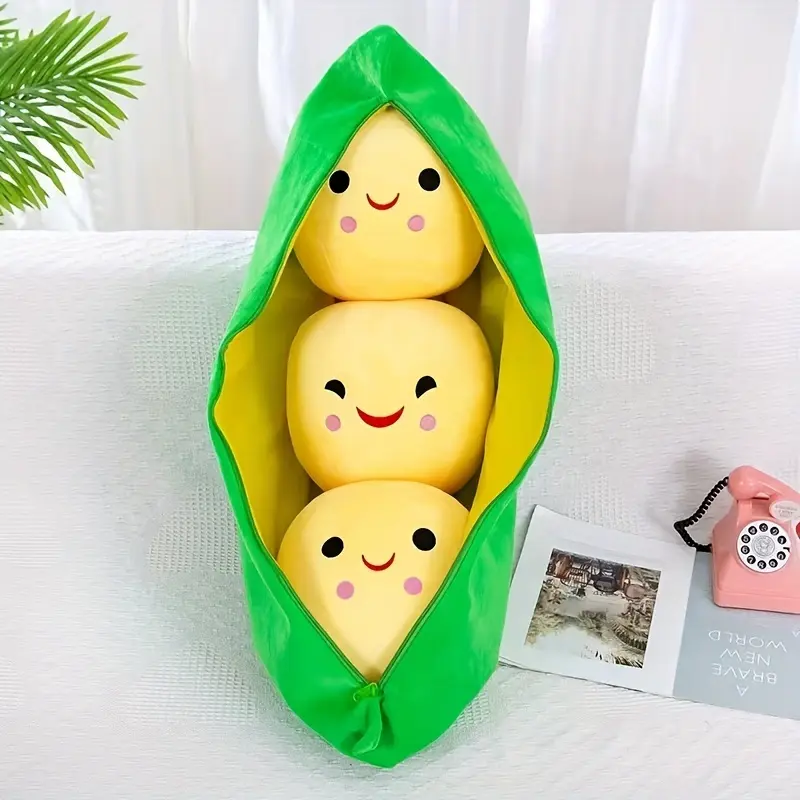 Cute Plush Peas Filled Plant Toy Creative Pea  Children Kawaii Doll Bean Baby Pillow Cushion  Girl Gift