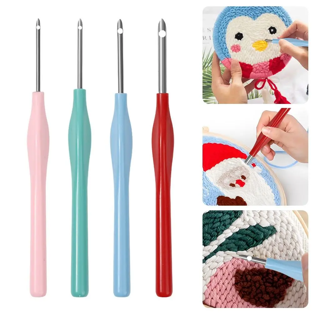 1/4Pcs Adjustable Embroidery Punch Needle Kit DIY Craft Poking Cross Stitch Tools Punching Needle Embroidery Pen