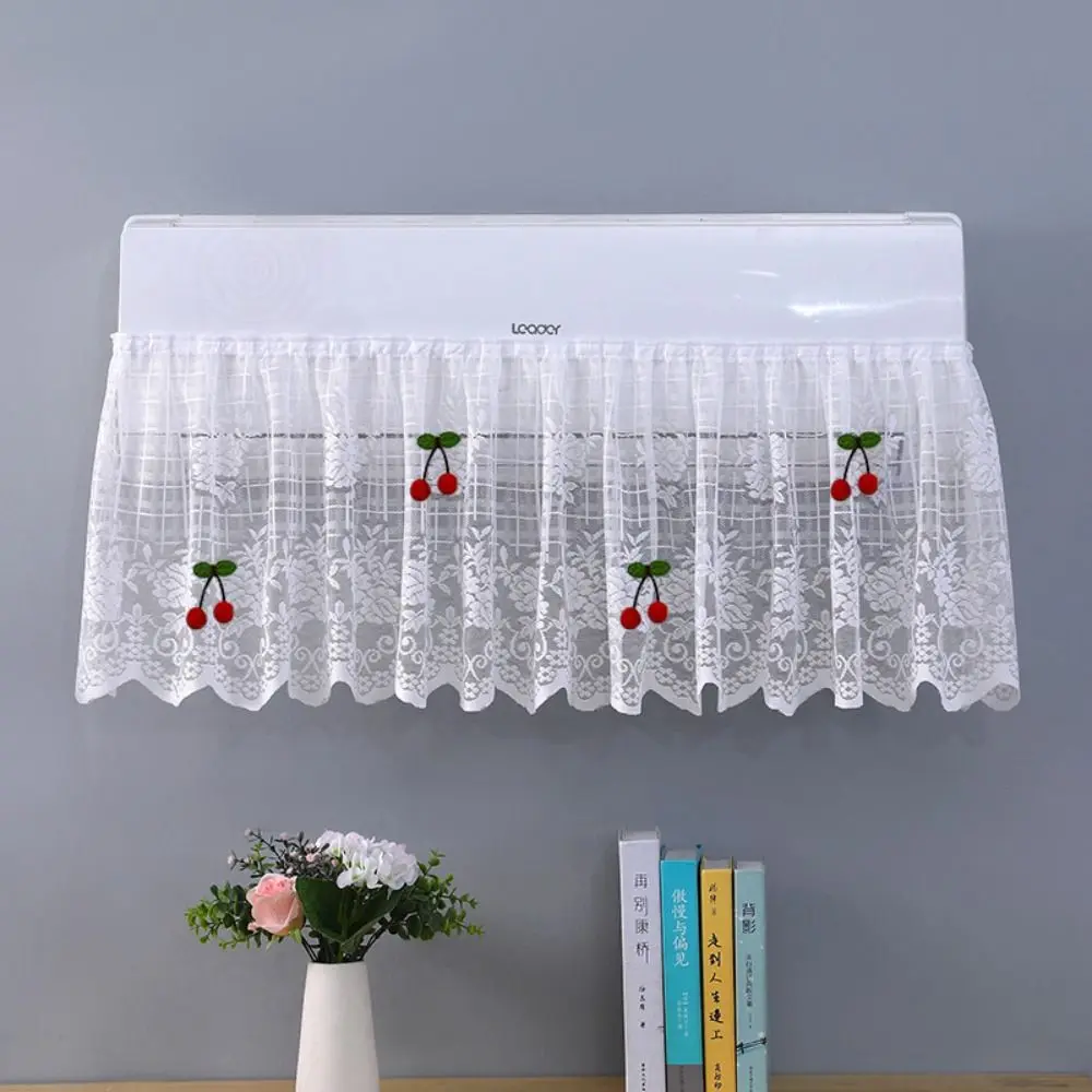 Anti-direct Blowing Air Conditioner Windproof Cover Washable Lace Flower Embroidery Dust-proof Hanging Cover Universal Size