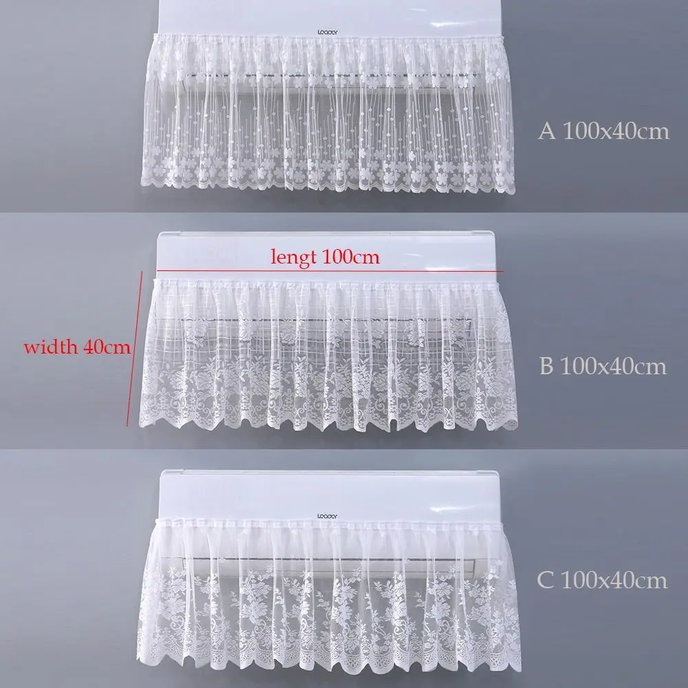 Anti-direct Blowing Air Conditioner Windproof Cover Washable Lace Flower Embroidery Dust-proof Hanging Cover Universal Size